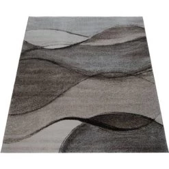 Paco Home Tapis Tissé Moderne Haute Qualité Moucheté Motif Vagues En Gris Beige Crème 80x150 Cm -Tapis et paillasson Soldes 50625378 4