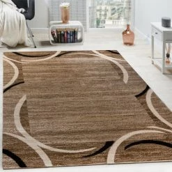 Paco Home Tapis De Salon Moderne Avec Bordure Tapis De Marque Moucheté Marron Noir Beige 200x280 Cm