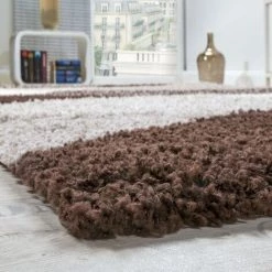 Paco Home Tapis Shaggy Longues Mèches Hautes Motifs Brun Beige Crème 70x140 Cm -Tapis et paillasson Soldes 50625442 3