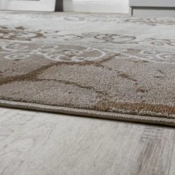 Paco Home Tapis Design Moderne Chiné Floral Avec Motif Méandre Cercles Beige Crème 60x100 Cm -Tapis et paillasson Soldes 50625455 3