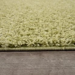 Paco Home Shaggy Tapis Poils Hauts Poils Longs Haute Qualité Haut Densité De Fil Uni Olive Vert Ø 120 Cm Rond -Tapis et paillasson Soldes 50625526 3