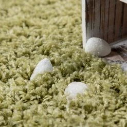 Paco Home Shaggy Tapis Poils Hauts Poils Longs Haute Qualité Haut Densité De Fil Uni Olive Vert Ø 120 Cm Rond -Tapis et paillasson Soldes 50625526 4