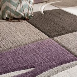 Paco Home Créateur Tapis Moderne Contours Découpés Couleurs Pastel À Carreaux Motif En Beige Lilas 120x170 Cm -Tapis et paillasson Soldes 50625562 3