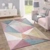 Paco Home Tapis Poils Ras Moderne Tendance Pastel Géométrique Inspiration Multicolore 60x100 Cm