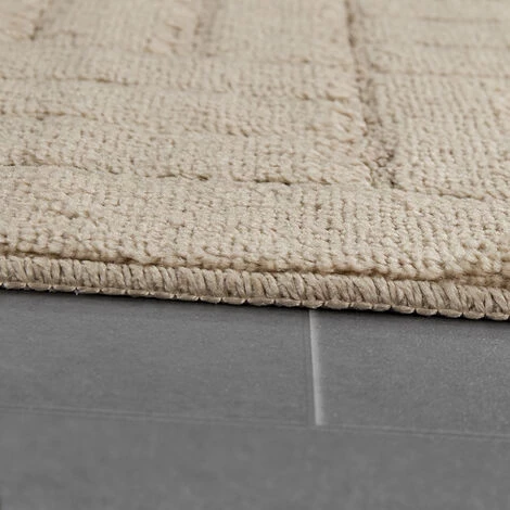 Paco Home Tapis Salle De Bain Moderne Tapis De Bain Motif À Carreaux Uni Beige 50x80 Cm 2 Paco Home Tapis Salle De Bain Moderne Tapis De Bain Motif À Carreaux Uni Beige 50x80 Cm – Image 2