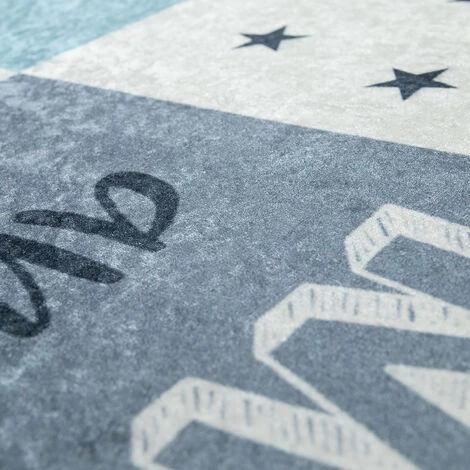 Paco Home Tapis Chambre Enfant Garçons Lavable Curs Étoiles Lune Inscription Bleu Gris 80x150 Cm 3 Paco Home Tapis Chambre Enfant Garçons Lavable Curs Étoiles Lune Inscription Bleu Gris 80x150 Cm – Image 3