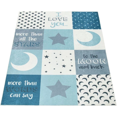 Paco Home Tapis Chambre Enfant Garçons Lavable Curs Étoiles Lune Inscription Bleu Gris 80x150 Cm 5 Paco Home Tapis Chambre Enfant Garçons Lavable Curs Étoiles Lune Inscription Bleu Gris 80x150 Cm – Image 5