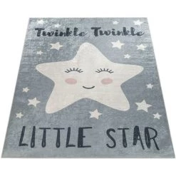 Paco Home Tapis Enfant Chambre Enfant Moderne Lavable Mignon Étoile Inscription Gris Blanc 80x150 Cm -Tapis et paillasson Soldes 50625819 4