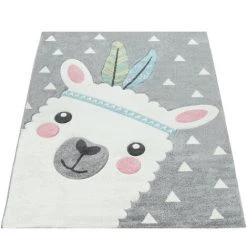 Paco Home Tapis Enfant Chambre Enfant Aspect 3D Adorable Alpaga Design Tons Pastel En Gris 120x170 Cm -Tapis et paillasson Soldes 50625938 4