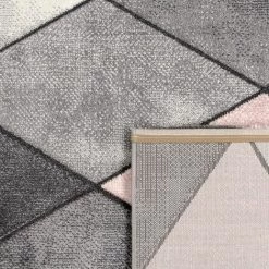 Paco Home Tapis De Salon Poils Ras Design Losanges Couleurs Pastel Gris Jaune Motif 3D 60x110 Cm -Tapis et paillasson Soldes 50625950 4