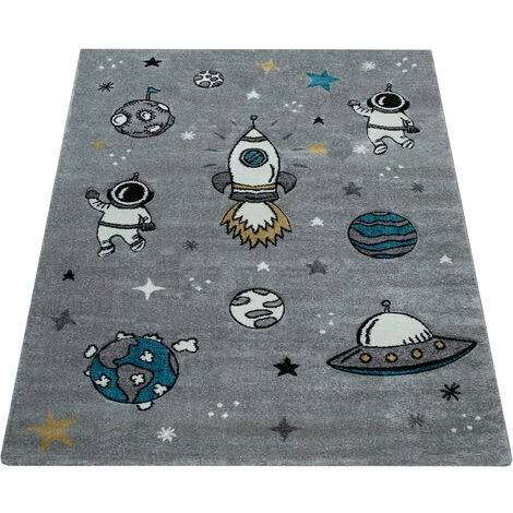 Paco Home Tapis Chambre Enfant Adorable Fusée Espace Terre Astronaute Étoiles Lune En Gris 80x150 Cm 5 Paco Home Tapis Chambre Enfant Adorable Fusée Espace Terre Astronaute Étoiles Lune En Gris 80x150 Cm – Image 5