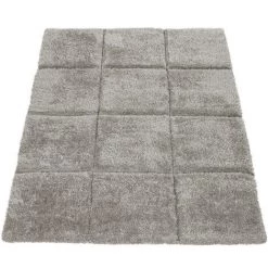 Paco Home Tapis Salon Gris Anthracite Doux Poils Longs Shaggy Moelleux Motif Carreaux 3D 60x100 Cm -Tapis et paillasson Soldes 50625977 4