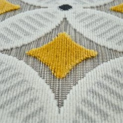 Paco Home Tapis Intérieur Extérieur Balcon Terrasse Motif Rétro Tissage 3D Jaune Beige 80x150 Cm -Tapis et paillasson Soldes 50626112 4