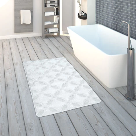Paco Home Tapis De Bain, Tapis À Poils Ras Pour Salle De Bain Uni Antidérapant, Blanc 50x80 Cm 1 Paco Home Tapis De Bain, Tapis À Poils Ras Pour Salle De Bain Uni Antidérapant, Blanc 50x80 Cm
