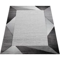 Paco Home Tapis De Salon, Tapis À Poils Ras Avec Bordure Et Effet 3D, Gris Et Beige 120x170 Cm -Tapis et paillasson Soldes 50626162 5
