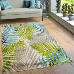 Paco Home Tapis Urbain Jungle Beige Vert Bleu 80x150 Cm