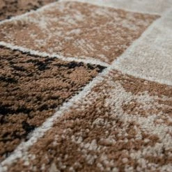 Paco Home Tapis De Créateur Contemporain à Carreaux Marbré En Marron Beige LIQUIDACION 60x100 Cm -Tapis et paillasson Soldes 50626215 3