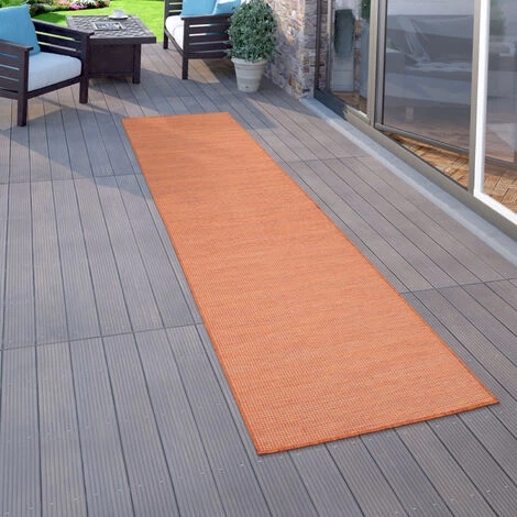 Paco Home Tapis Interieur Exterieur Pour Salon, Balcon, Terrasse, Tisse A Plat Terracotta 80x250 Cm 2 Paco Home Tapis Interieur Exterieur Pour Salon, Balcon, Terrasse, Tisse A Plat Terracotta 80x250 Cm – Image 2