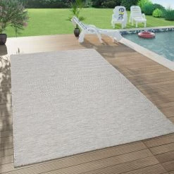 Paco Home Tapis Interieur Exterieur Pour Salon, Balcon, Terrasse, Tisse A Plat Taupe 60x100 Cm