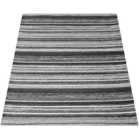 Paco Home Moderne Poils Ras Salon Tapis Rayures Design Chiné En Gris Blanc Anthracite 60x110 Cm 2 Paco Home Moderne Poils Ras Salon Tapis Rayures Design Chiné En Gris Blanc Anthracite 60x110 Cm – Image 2