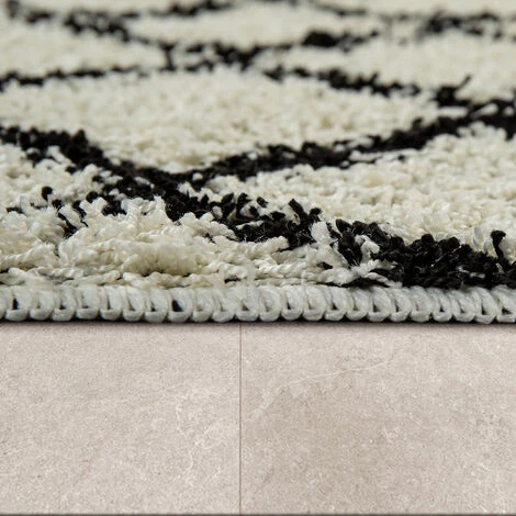 Paco Home Tapis De Bain Moderne Design Losanges Poils Longs Tapis Salle De Bain Crème Noir 40x55 Cm 2 Paco Home Tapis De Bain Moderne Design Losanges Poils Longs Tapis Salle De Bain Crème Noir 40x55 Cm – Image 2