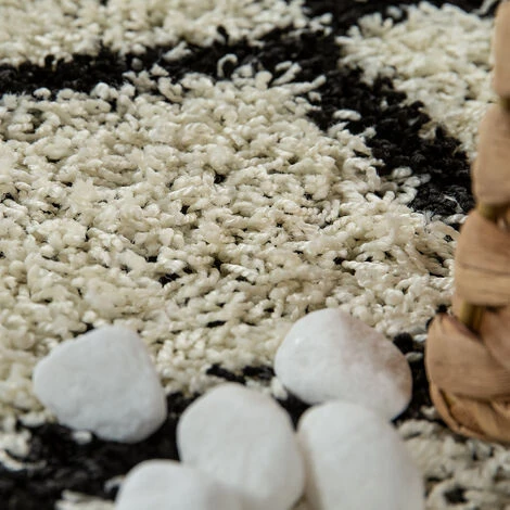 Paco Home Tapis De Bain Moderne Design Losanges Poils Longs Tapis Salle De Bain Crème Noir 40x55 Cm 3 Paco Home Tapis De Bain Moderne Design Losanges Poils Longs Tapis Salle De Bain Crème Noir 40x55 Cm – Image 3