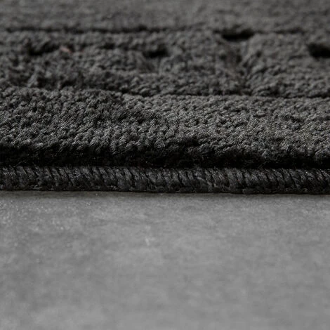 Paco Home Tapis Salle De Bain Moderne Bordure Tapis De Bain Antidérapant Noir 80x150 Cm 2 Paco Home Tapis Salle De Bain Moderne Bordure Tapis De Bain Antidérapant Noir 80x150 Cm – Image 2