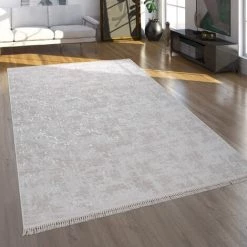 Paco Home Tapis De Salon, Tapis Poils Ras De Salon Au Look Oriental, Lavable, Beige 60x100 Cm