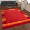 Paco Home Tapis Tissé Main Gabbeh Qualité 100 % Laine Bordure Chiné Orange Jaune 240x340 Cm