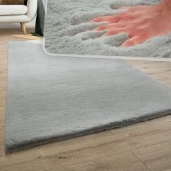 Paco Home Tapis Poils Longs, Shaggy Pour Salon, Moelleux, Doux, Lavable, Gris Ø 80 Cm Rond