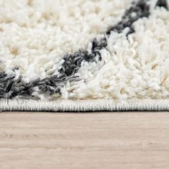 Paco Home Tapis Poils Longs Salon Shaggy Motif Losanges Scandinave, Moderne Crème 80x150 Cm -Tapis et paillasson Soldes 50626508 3