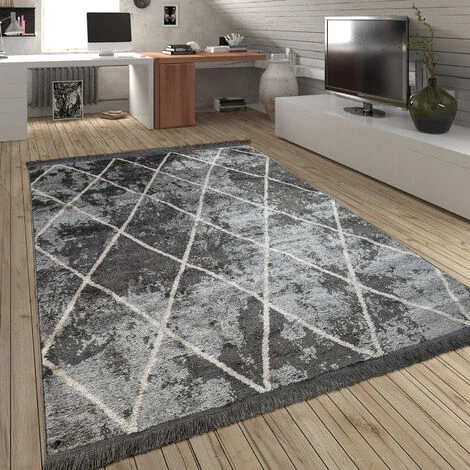 Paco Home Salon Tapis Losanges Franges Scandinave Motif Carreaux Gris Crème 80x150 Cm 1 Paco Home Salon Tapis Losanges Franges Scandinave Motif Carreaux Gris Crème 80x150 Cm