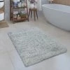 Paco Home Tapis De Bain Moderne Salle De Bain Tapis Shaggy Moelleux Doux Uni Crème Ø 80 Cm Rond