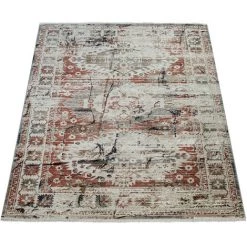 Paco Home Tapis Poils Ras Salon Bordure Design Oriental Moderne Aspect Usé Coloré 80x150 Cm -Tapis et paillasson Soldes 50626678 4