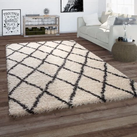 Paco Home Tapis Pour Salon, Tapis Poils Longs Look Scandinave, Losanges, Beige 60x90 Cm 1 Paco Home Tapis Pour Salon, Tapis Poils Longs Look Scandinave, Losanges, Beige 60x90 Cm