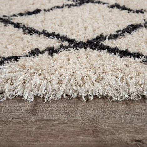 Paco Home Tapis Pour Salon, Tapis Poils Longs Look Scandinave, Losanges, Beige 60x90 Cm 2 Paco Home Tapis Pour Salon, Tapis Poils Longs Look Scandinave, Losanges, Beige 60x90 Cm – Image 2