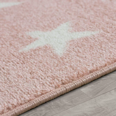 Paco Home Moderne Poils Ras Tapis Enfant Motif Étoilé Chambre D'Enfant Pastel Rose Blanc 120x170 Cm 2 Paco Home Moderne Poils Ras Tapis Enfant Motif Étoilé Chambre D'Enfant Pastel Rose Blanc 120x170 Cm – Image 2