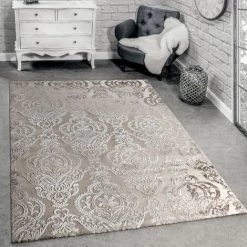 Paco Home Tapis Créateur Moderne Motif Orient 3D Tapis Salon Beige Crème 80x150 Cm