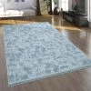 Paco Home Tapis De Salon Poils Ras Motif Moderne Oriental Lavable Turquoise 80x150 Cm