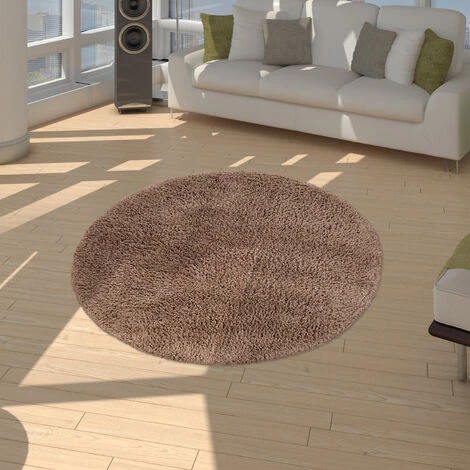 Paco Home Tapis Shaggy Uni Brillant Taupe Ø 120 Cm Rond 2 Paco Home Tapis Shaggy Uni Brillant Taupe Ø 120 Cm Rond – Image 2
