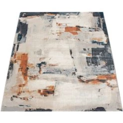 Paco Home Tapis De Salon Vintage Poils Ras Motif Abstrait Dégradé Moderne Beige Gris 80x150 Cm -Tapis et paillasson Soldes 50626845 5