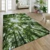 Paco Home Tapis Poils Ras Moderne Végétation Nature Effet Forêt Aspect Vert Blanc 200x290 Cm