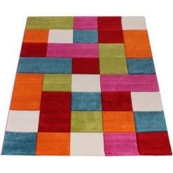 Paco Home Tapis Pour Enfant à Carreaux Multicolore Vert Rouge Bleu Crème Rose 80x150 Cm -Tapis et paillasson Soldes 50626909 5