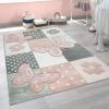 Paco Home Tapis Chambre Enfant Couleurs Pastel Papillon Motif Carreaux Pois Fleurs Coloré 80x150 Cm