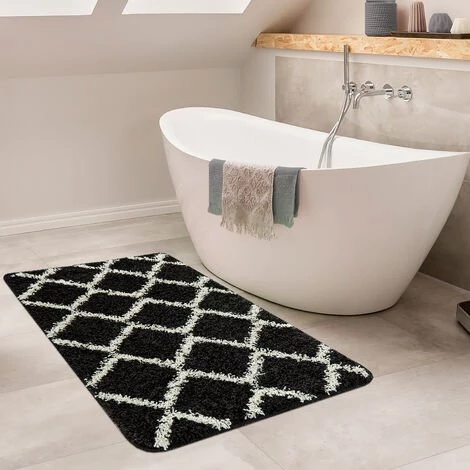 Paco Home Tapis De Bain Moderne Design Losanges Poils Longs Tapis Salle De Bain Crème Noir 40x55 Cm 1 Paco Home Tapis De Bain Moderne Design Losanges Poils Longs Tapis Salle De Bain Crème Noir 40x55 Cm