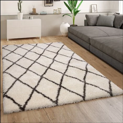 Paco Home Tapis Poils Hauts Moelleux Moderne Shaggy Style Flokati Motif Losange Crème 80x150 Cm 1 Paco Home Tapis Poils Hauts Moelleux Moderne Shaggy Style Flokati Motif Losange Crème 80x150 Cm