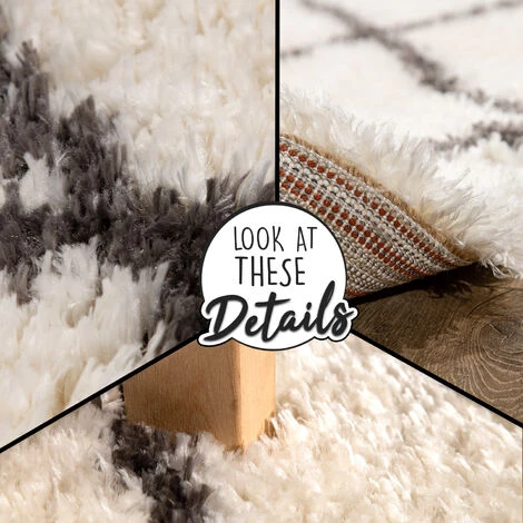 Paco Home Tapis Poils Hauts Moelleux Moderne Shaggy Style Flokati Motif Losange Crème 80x150 Cm 4 Paco Home Tapis Poils Hauts Moelleux Moderne Shaggy Style Flokati Motif Losange Crème 80x150 Cm – Image 4