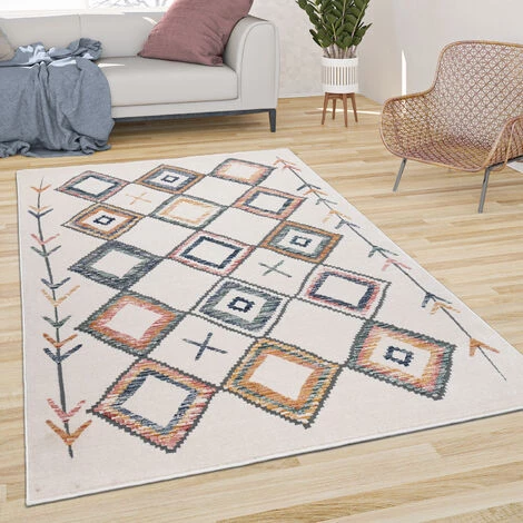 Paco Home Tapis De Salon Tapis Poils Ras Boho Motif Diamant Avec Couleurs Modernes Pastel 80x150 Cm 1 Paco Home Tapis De Salon Tapis Poils Ras Boho Motif Diamant Avec Couleurs Modernes Pastel 80x150 Cm