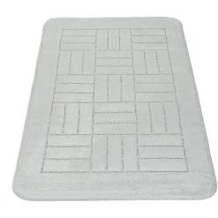 Paco Home Tapis Salle De Bain Moderne Tapis De Bain Motif À Carreaux Uni Blanc Ø 80 Cm Rond -Tapis et paillasson Soldes 50627087 4