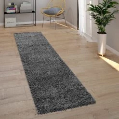 Paco Home Tapis Poils Longs Gris Anthracite Salon Shaggy Résistant Doux Robuste 70x140 Cm -Tapis et paillasson Soldes 50627110 4